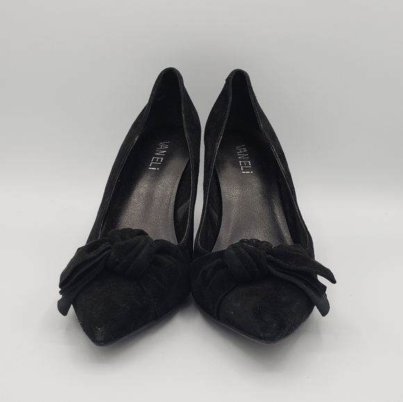 VANELi Black Suede Bow Pointed Toe Heels, Size 8 - Picture 8 of 12